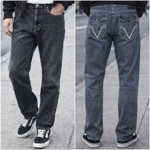 Ecko Rhino Unlimited Jeans Mens 40x32 Black Hang ‘Em High Bootcut Dark Denim Y2K